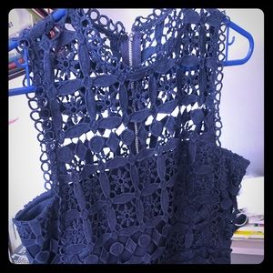 Lulu’s crocheted navy sleeve-less dress